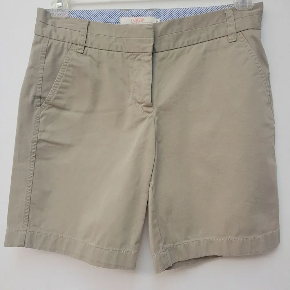 J.Crew Chino Broken-In Shorts Women’s Size 4 Khaki Beige 100% Cotton